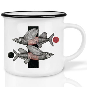 Ceramic mug (retro design) | &quot;Flying Fish&quot; | Fighting fish | Hand-finished in Germany | Cup, coffee mug, mug | Dishwasher safe
