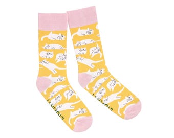 Socken | "Katzenchaos"| Bunte, lustige Socken aus Baumwolle | Made in EU | Gemusterte Strümpfe mit Tieren | Unisex