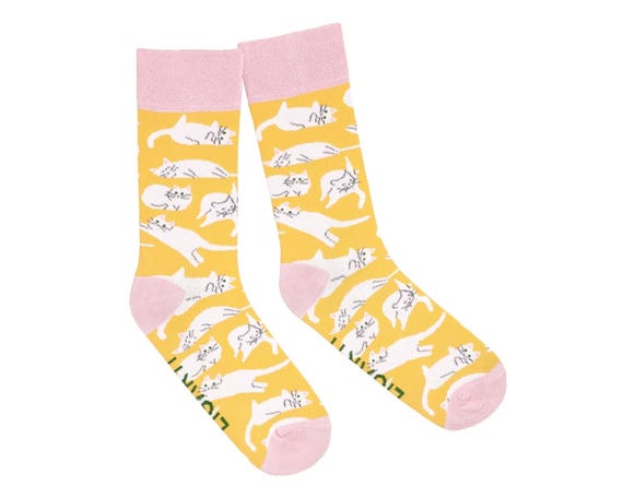 Socken | "Katzenchaos"| Bunte, lustige Socken aus Baumwolle | Made in EU | Gemusterte Strümpfe mit Tieren | Unisex