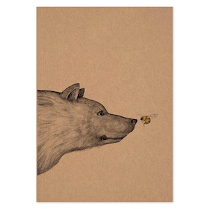 Notizbuch A5/ A6 | »Die Begegnung« Bär & Hummel | Recyclingpapier | Notizheft | 40 Blatt | Notizblock | LIGARTI