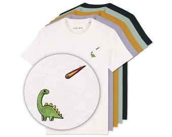 Besticktes T-Shirt Unisex | "Charlie" der Dino | FairWear, Bio-Baumwolle | Hochwertiges, nachhaltiges Shirt (Design von H. Ligeti)