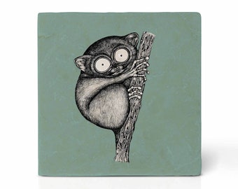 Sous-verres de carreaux | »tarsier« | Dessous de verre design | carrelage en pierre naturelle