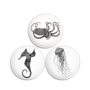 Magnet set | Design fridge magnet | Sea creatures set of 3