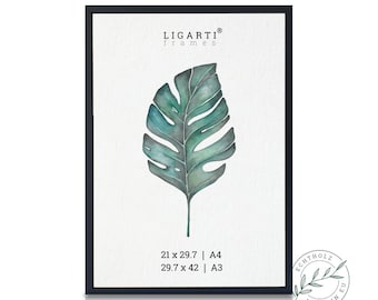 Bilderrahmen Schwarz Holz A4 A3 | Echtholz Rahmen Made in EU | Minimalistischer Holzrahmen für Poster & Kunstdrucke | Wanddeko | LIGARTI