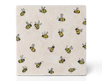 Posavasos de azulejos | »Enjambre de abejas« | Posavasos de diseño | azulejo de piedra natural