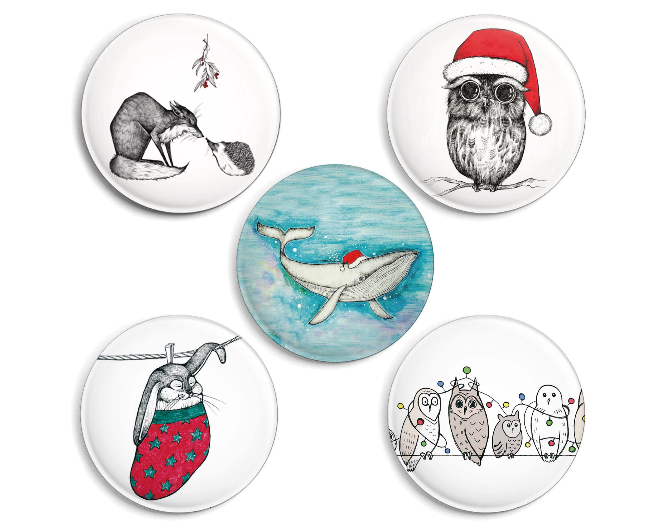 Magnet Set | Design Fridge Magnet | Merry Christmas | Set of 5 | Christmas