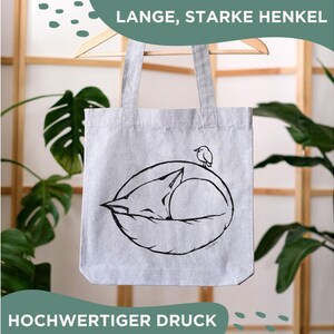 Nachhaltiger Jutebeutel | »Schalfender Fuchs« | Reusable Tote Bag | Baumwoll Einkaufstasche | Recycled Cotton Bag | Fair Wear | Geschenkidee Bild 8