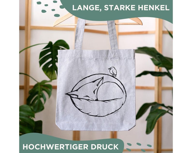 Nachhaltiger Jutebeutel | »Schalfender Fuchs« | Reusable Tote Bag | Baumwoll Einkaufstasche | Recycled Cotton Bag | Fair Wear | Geschenkidee Bild 8