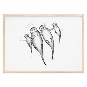 Stampa artistica [Carta Premium] | »Le lontre« | A4 o A3 | Murale | Poster | Arte