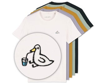 Embroidered T-Shirt Unisex | "Piet" the duck | FairWear, organic cotton | High-quality, sustainable shirt (design by H. Ligeti)