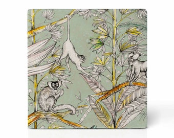 Sous-verres de tuiles | »Jungle des singes« | Sous-verres design | Carrelage en pierre naturelle