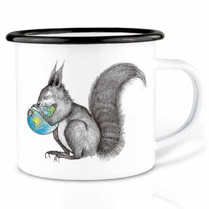 Enamel Mug (Lightweight & Sturdy) | »Squirrel Wrlt« I Camping Mug | hand finished in Germany | Cup, coffee mug, enamel mug