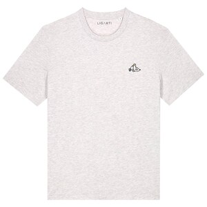 Embroidered unisex T-shirt | "Piet" the duck | Fair Wear, organic cotton | High-quality, sustainable shirt (design by H. Ligeti) Hellgrau