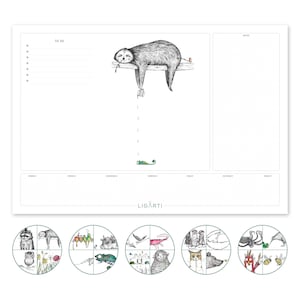 Schreibtischunterlage Tiere A3+ | Nachhaltiger Wochenplaner aus Papier | All Stars Schreibblock Recycelt | Geschenk Büro | Hanna Ligeti Art