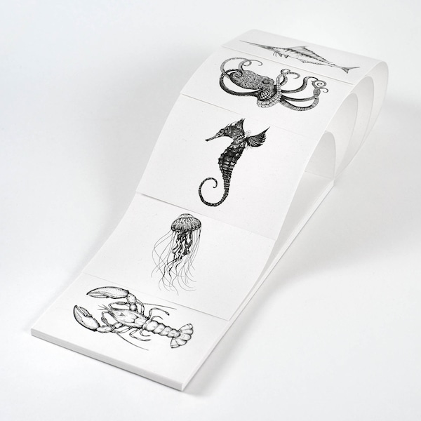 Notepad (set of 3) | recycled paper | Writing pad with changing motifs I »Sea Animals«