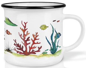 Ceramic mug (retro design) | "Underwater world" | Coral reef | Hand-finished in Germany | Cup, coffee mug, mug | Dishwasher safe