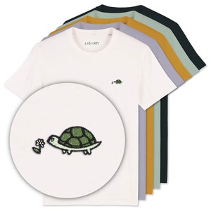 Embroidered T-Shirt Unisex | "Lars" the turtle | FairWear, organic cotton | High-quality, sustainable shirt (design by H. Ligeti)