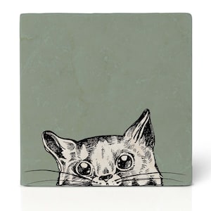Tegelonderzetters | »Ilma« de kat | Design onderzetters | Natuursteen tegel