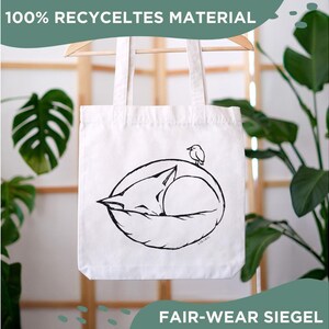 Nachhaltiger Jutebeutel | »Schalfender Fuchs« | Reusable Tote Bag | Baumwoll Einkaufstasche | Recycled Cotton Bag | Fair Wear | Geschenkidee Bild 7