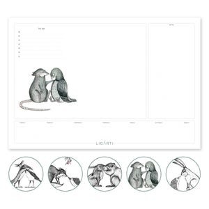 Sottomano da scrivania [motivi che cambiano] | »Animali di peluche« | realizzato con carta riciclata | Animali diversi