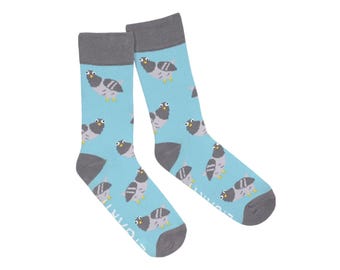 Socken | "Claude die Taube"| Bunte, lustige Socken aus Baumwolle | Made in EU | Gemusterte Strümpfe mit Tieren | Unisex
