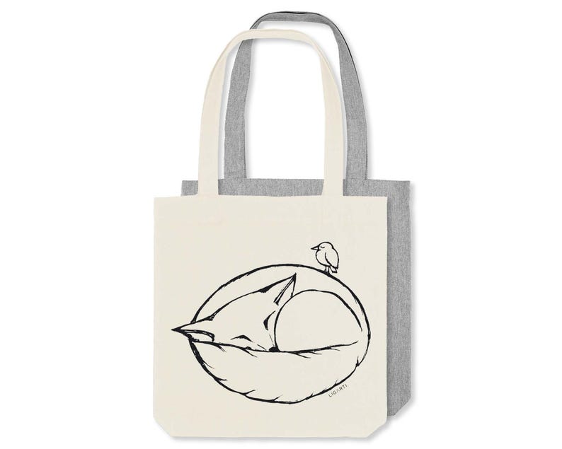 Nachhaltiger Jutebeutel | »Schalfender Fuchs« | Reusable Tote Bag | Baumwoll Einkaufstasche | Recycled Cotton Bag | Fair Wear | Geschenkidee Bild 1