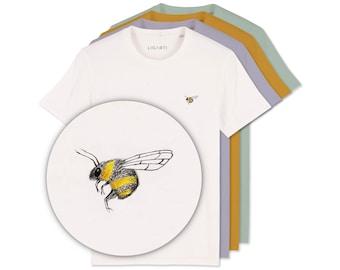 Bedrukt unisex T-shirt | "Hommel" | Fair Wear, biologisch katoen | Hoogwaardig, duurzaam shirt (ontwerp van H. Ligeti) | Bij