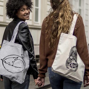 Nachhaltiger Jutebeutel | »Schalfender Fuchs« | Reusable Tote Bag | Baumwoll Einkaufstasche | Recycled Cotton Bag | Fair Wear | Geschenkidee Bild 6