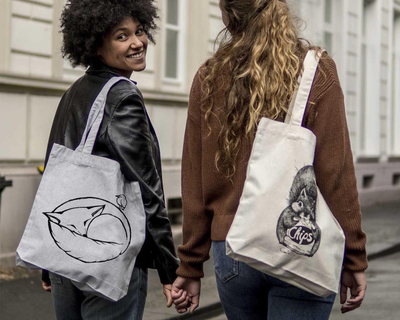 Nachhaltiger Jutebeutel | »Schalfender Fuchs« | Reusable Tote Bag | Baumwoll Einkaufstasche | Recycled Cotton Bag | Fair Wear | Geschenkidee Bild 6