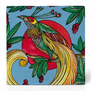 Tile coasters | »Cherry lily« | Design coasters | Natural stone tile