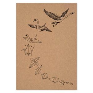 Notizbuch A5/ A6 | »Origami Schwan« | Recyclingpapier | Notizheft | 40 Blatt | Notizblock | LIGARTI
