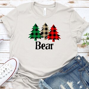Bear Shirt, Christmas Grandpa Shirt, Bear Grandpa shirt, Christmas Trees tshirt, Buffalo Plaid Christmas shirt, Plaid Christmas Tree Shirt