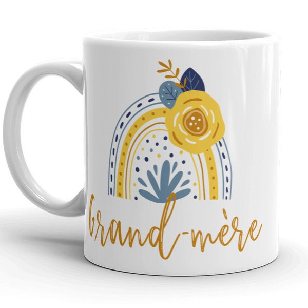 Grand-mère Rainbow MUG vRB, Grandma Gift Idea, pregnancy reveal, baby announcement, grandmother new gifts, French grandmere grand-mere