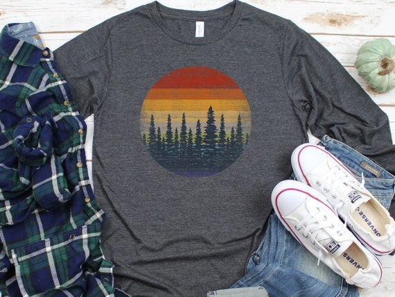 Forest Long Sleeve Shirt, Sunset Shirt, Wilderness Shirt, Wilderness Adventure Shirt Graphic Tee Hiking Shirt Outdoor Shirts, Mountain Shirt