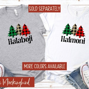 Halmoni- och Halaboji-tröjor, jultröjor, matchande jultröjor för mormor och morfar, rolig graviditetsavslöjande, graviditetsmeddelande