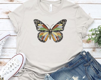 Camisa de mariposa vintage, camisa de mariposa para mujeres, regalo de mariposa, camisa de insectos, regalo de amante de las mariposas, camiseta de mariposa, camisa cottagecore