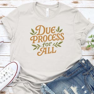 Aufgrund des Prozesses für alle T-Shirt, befolgen Sie die Verfassung, schützen Sie Einwanderer, widerstehen Sie Widerstand, kämpfen Sie Autoritaristen, retten Sie Democracy, schützen Sie die Verfassung