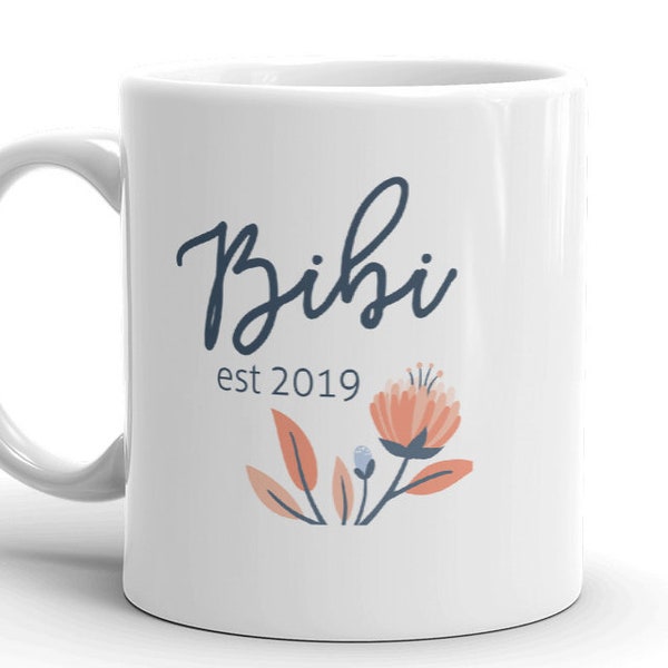 Bibi est 2019 MUG vF, Swahili Grandma gift, Choose YEAR, first time grandmother, pregnancy reveal, announcement, grandmother to be,kenya