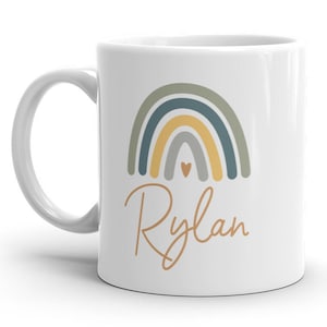 Custom Name Rainbow MUG, Last name, First name, Pregnancy announcement, Gifts for her, custom coffee mug, custom name mug, boho rainbow mug