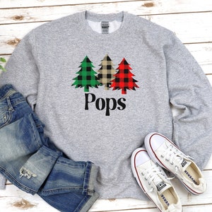 Pops Sweatshirt, Grandpa Christmas Sweatshirt, Christmas Trees, Pregnancy Reveal, Pregnancy Announcement, Grandpa Shirt, Holiday Sweater,Pop