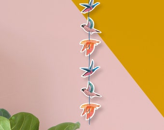 Garland with colorful birds | Hanging garland | Mobile | printed on both sides | Paper garland | Spring decoration | Children's room | Living room