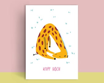 Postcard "Cheer Up" | card get well soon | Everything will be fine | encouragement | Animal Card Giraffe