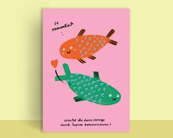 Carte postale | Carte de vœux | Péter des harengs | poisson romantique | Amour | Anniversaire de carte | écologique