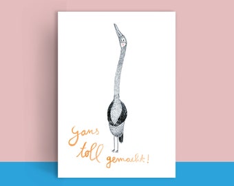 Postcard | greeting card | Goose well done | Congratulations | passed