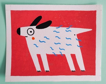 Original Illustration | Windhund | Hund | Wanddeko | Originalzeichnung | illustriertes Bild