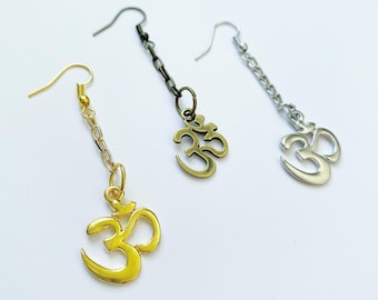 Pendientes con el símbolo Om, joyería para meditación, pendientes zen para yoga