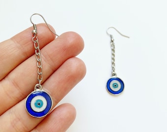 Pendientes colgantes con el ojo turco azul, amuleto protector