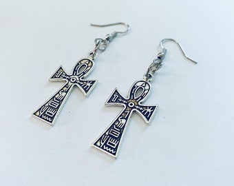 Ankh Kreuz Ohrringe alten Ägypten Leben Hieroglyphen Symbol Gothic Goth Punk Wicca religiös spirituellen