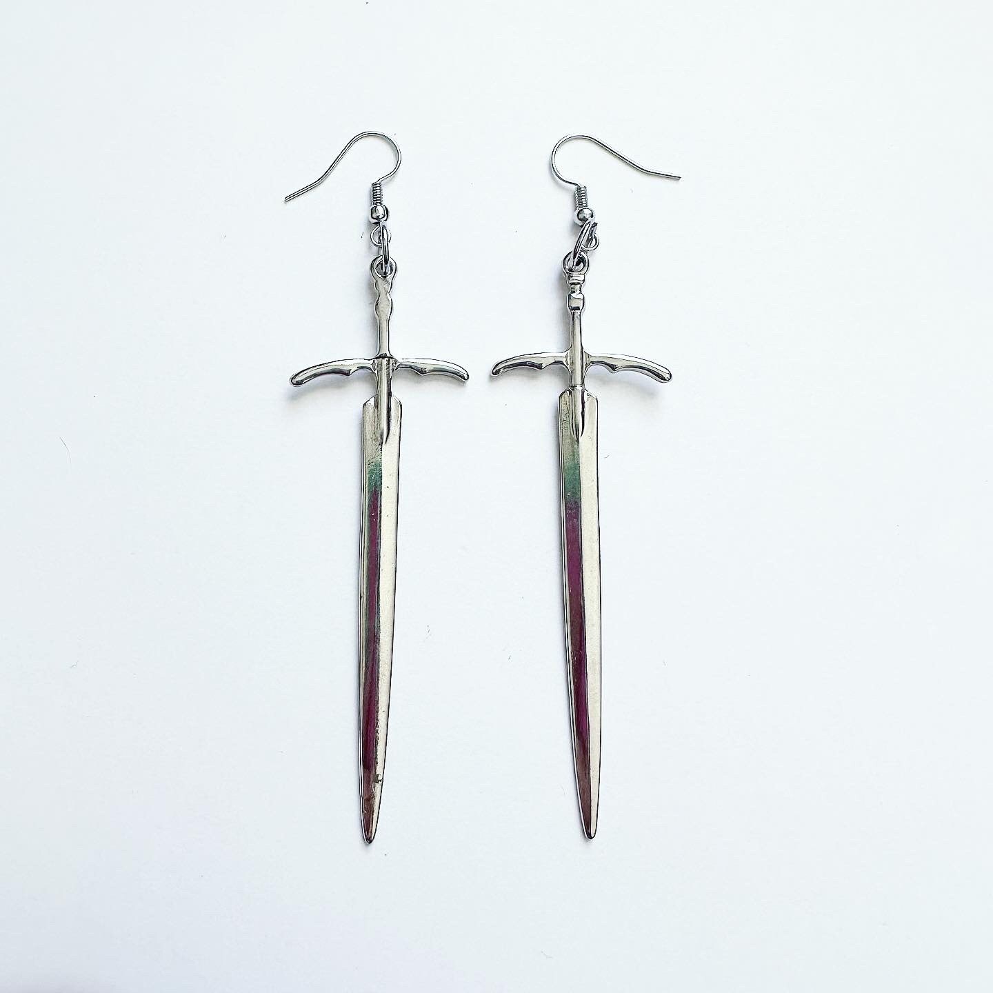 Orecchini A Gancio Pendenti In Argento .925 Per Donne Biker Goth Punk