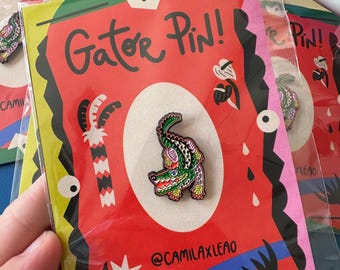 Pin de esmalte de caimán / Pin de ropa de animal divertido naturaleza caimán cocodrilo